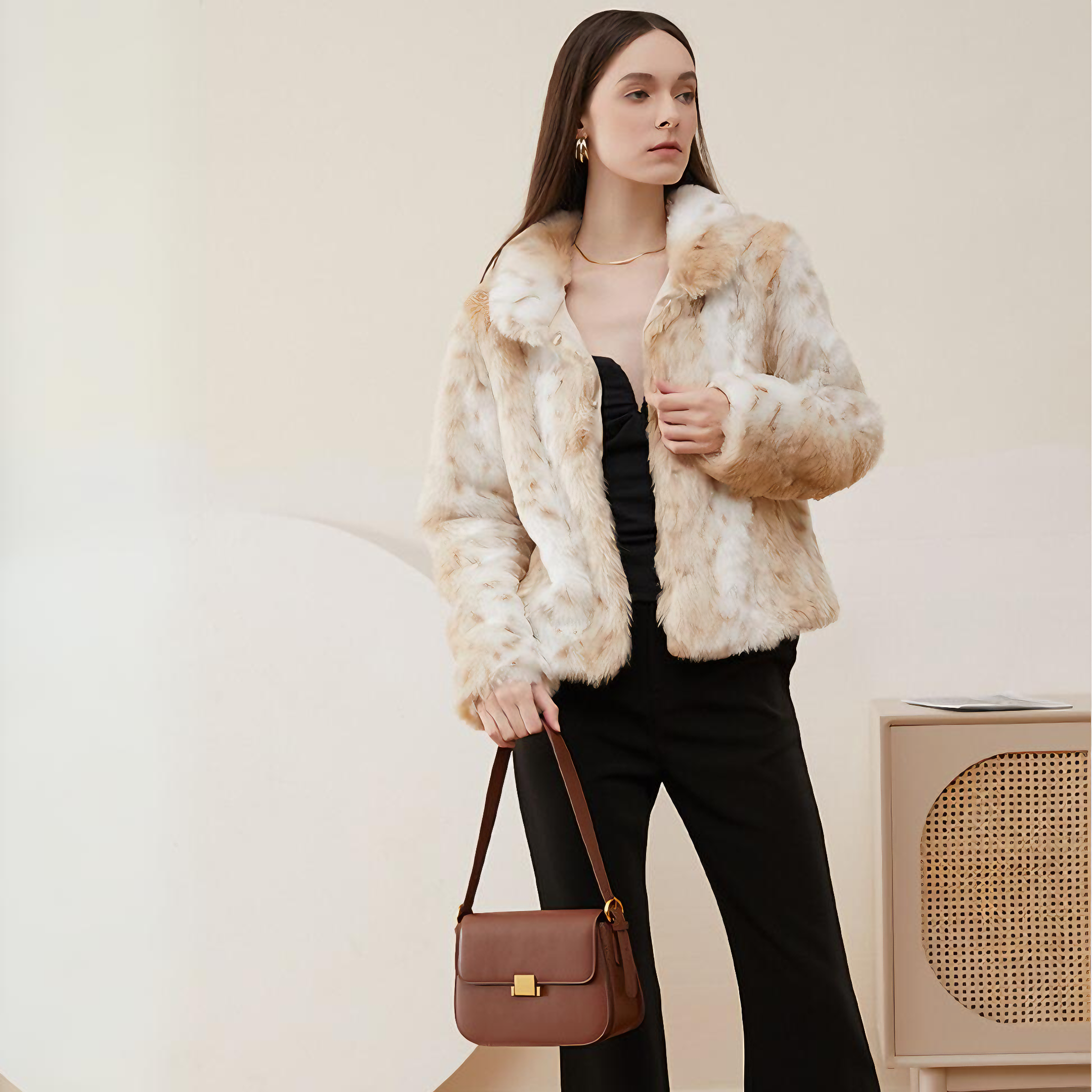 Bolsa feminina pequena em couro genuíno split marrom - Sereinna