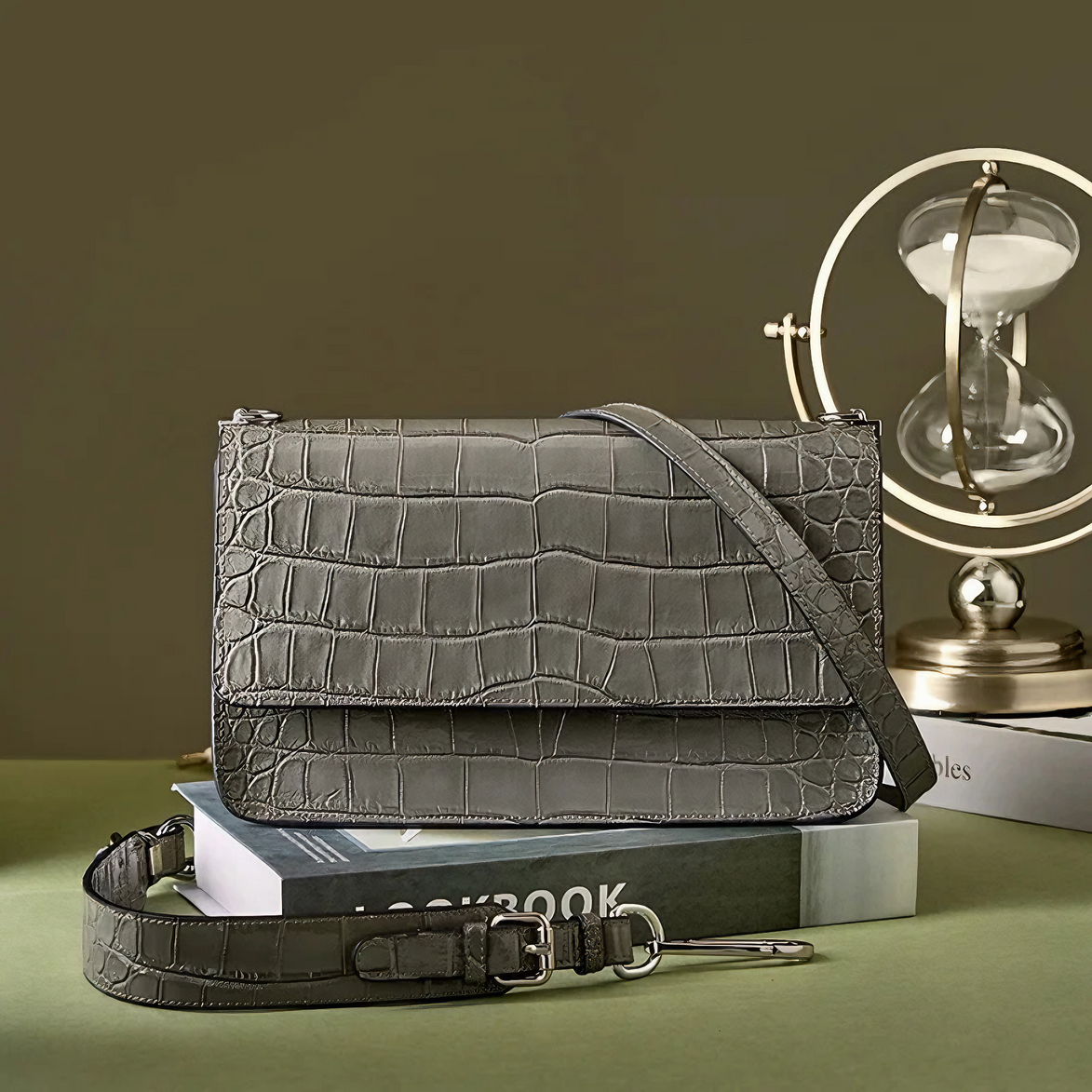Bolsa feminina pequena em couro genuíno split verde - Sereinna