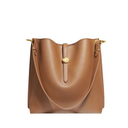 Bolsa feminina média em couro genuíno caramelo com nécessaire - Sereinna