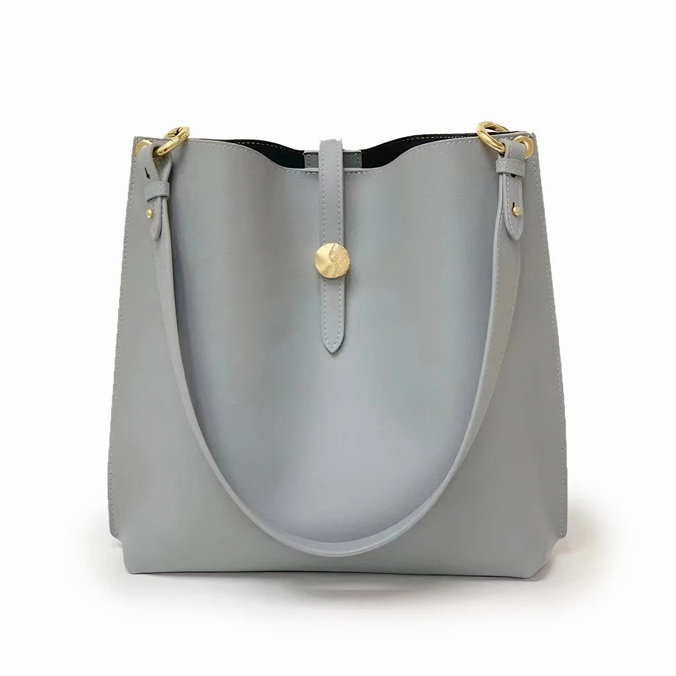Bolsa feminina média em couro genuíno azul com nécessaire - Sereinna