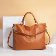 Bolsa Feminina Grande em Couro Genuíno Caramelo - Sereinna