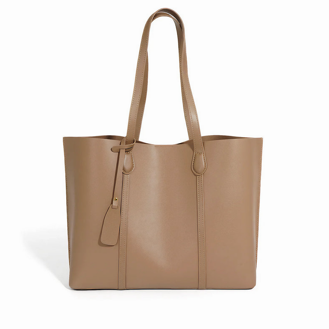 Bolsa feminina grande em couro genuíno cáqui - Sereinna