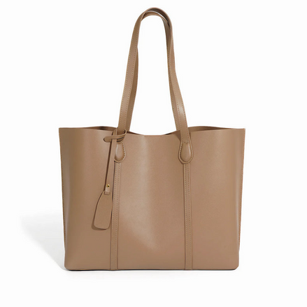 Bolsa feminina grande em couro genuíno cáqui - Sereinna