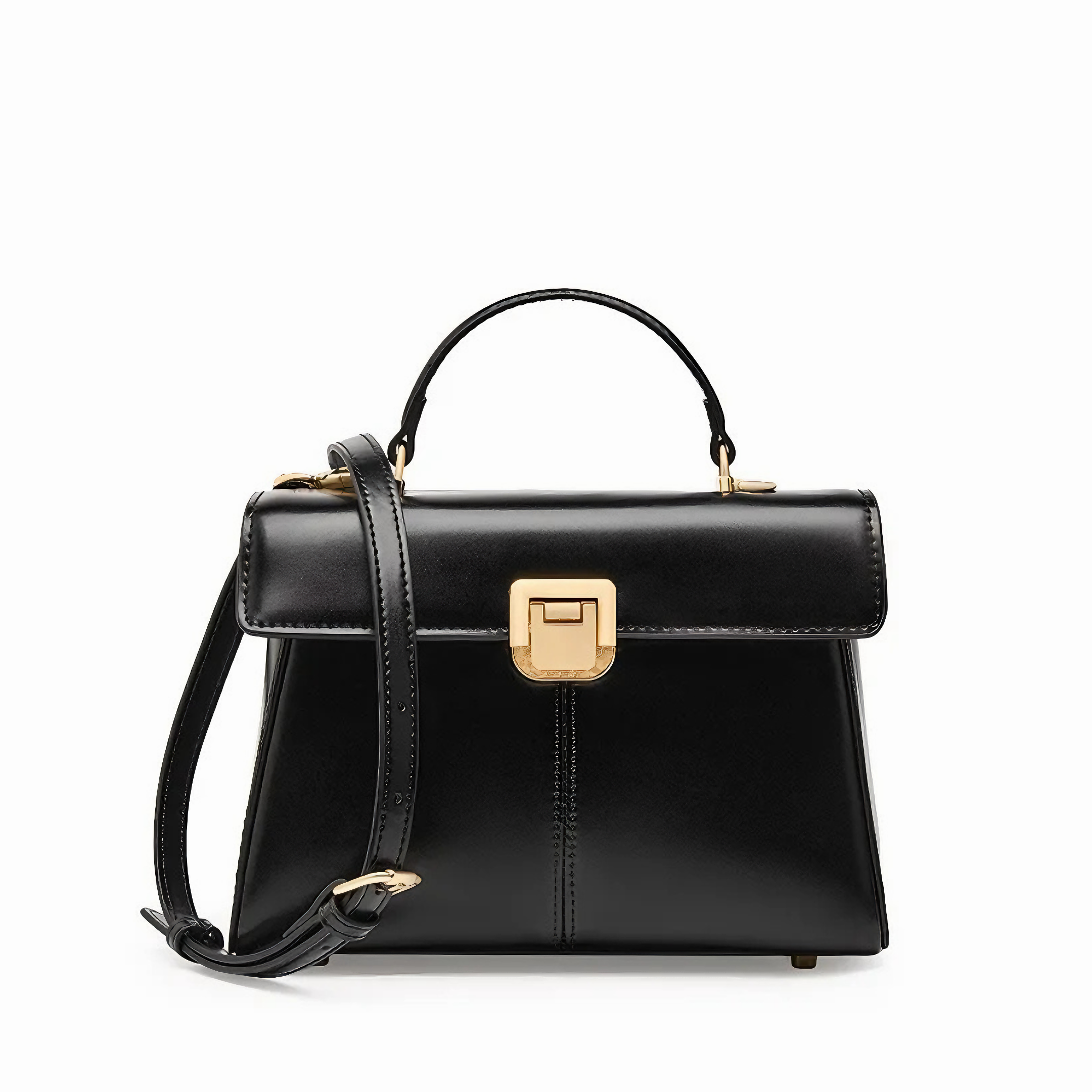 Bolsa feminina pequena em couro genuíno preta - Sereinna