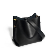 Bolsa feminina média em couro genuíno preta - Sereinna