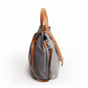 Bolsa Feminina Grande em Couro Genuino Cinza com Organizador Interno - Sereinna