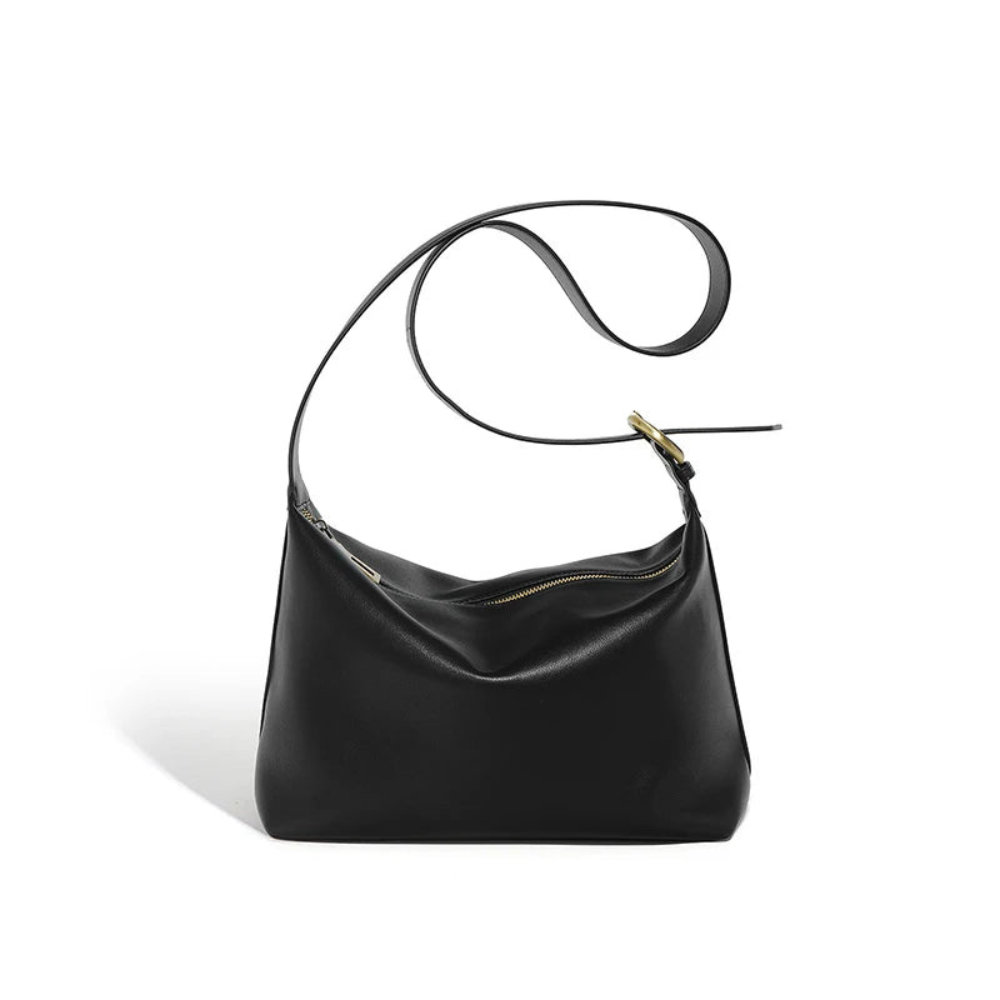 Bolsa feminina média em couro genuíno preta - Sereinna