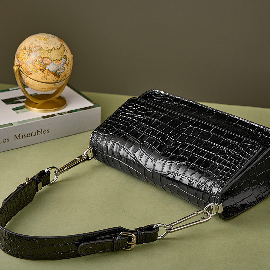 Bolsa feminina pequena em couro genuíno split preta - Sereinna