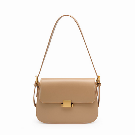 Bolsa feminina pequena em couro genuíno split caramelo - Sereinna