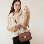 Bolsa feminina pequena em couro genuíno split marrom - Sereinna