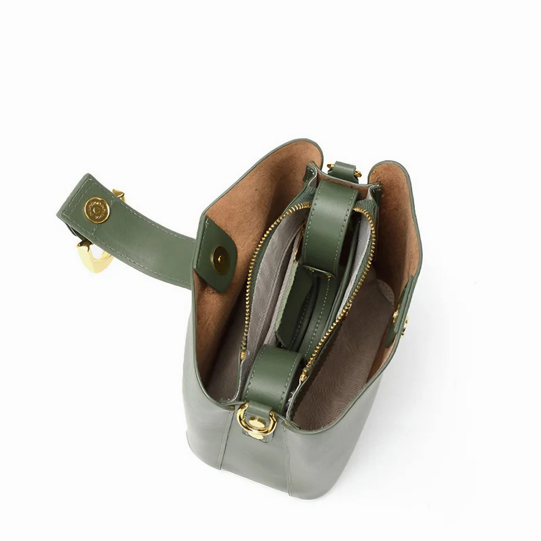 Bolsa feminina pequena em couro genuíno verde - Sereinna