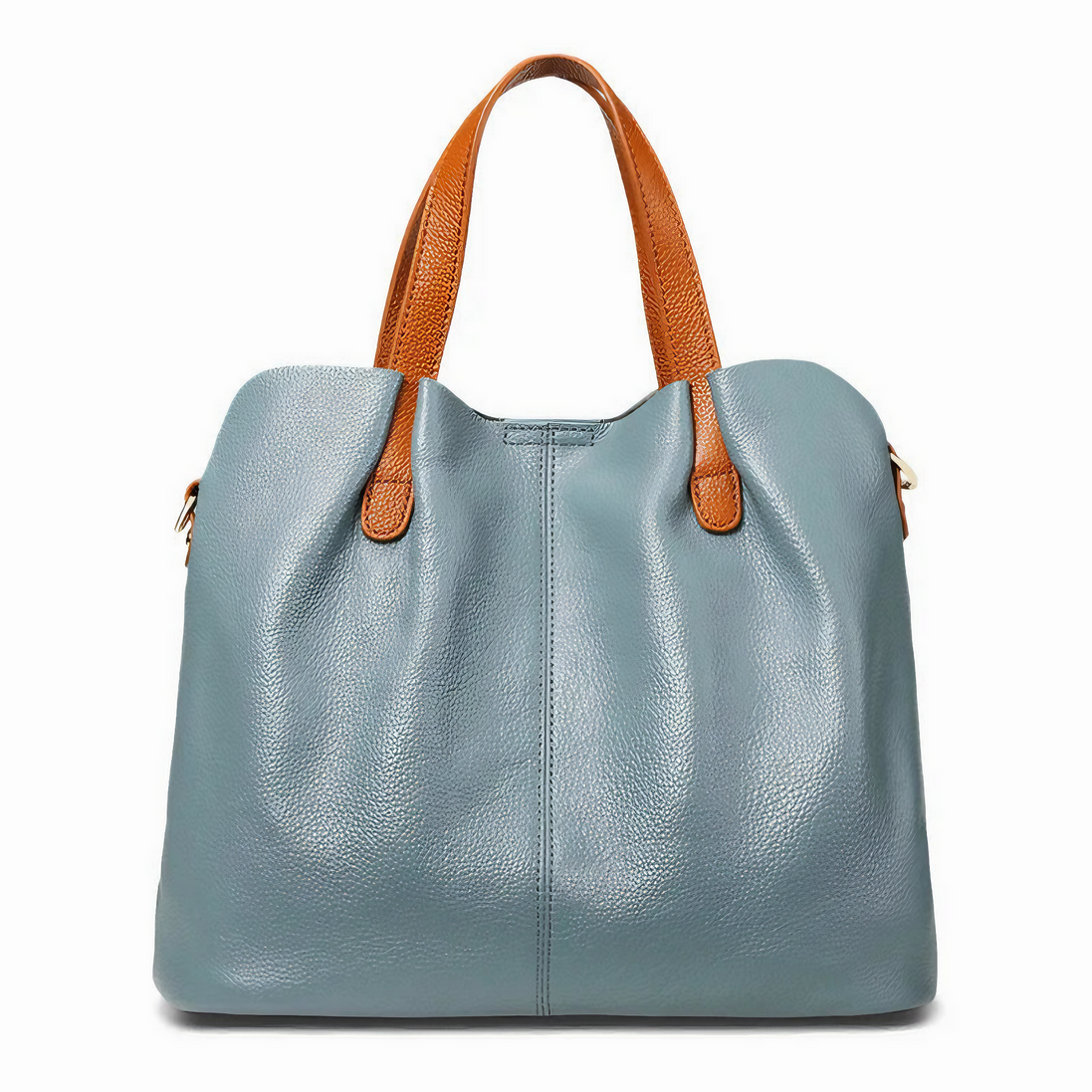 Bolsa Feminina Grande em Couro Genuino Azul com Organizador Interno - Sereinna