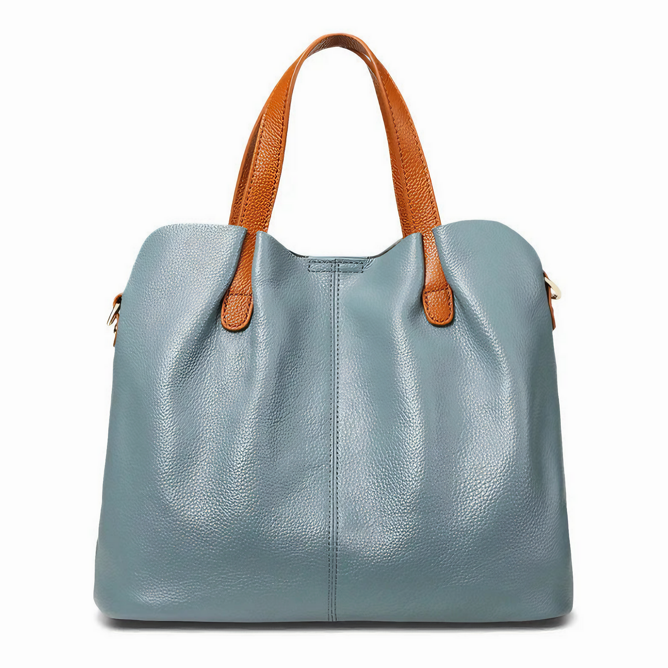 Bolsa Feminina Grande em Couro Genuino Azul com Organizador Interno - Sereinna