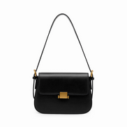 Bolsa feminina pequena em couro genuíno split preta - Sereinna