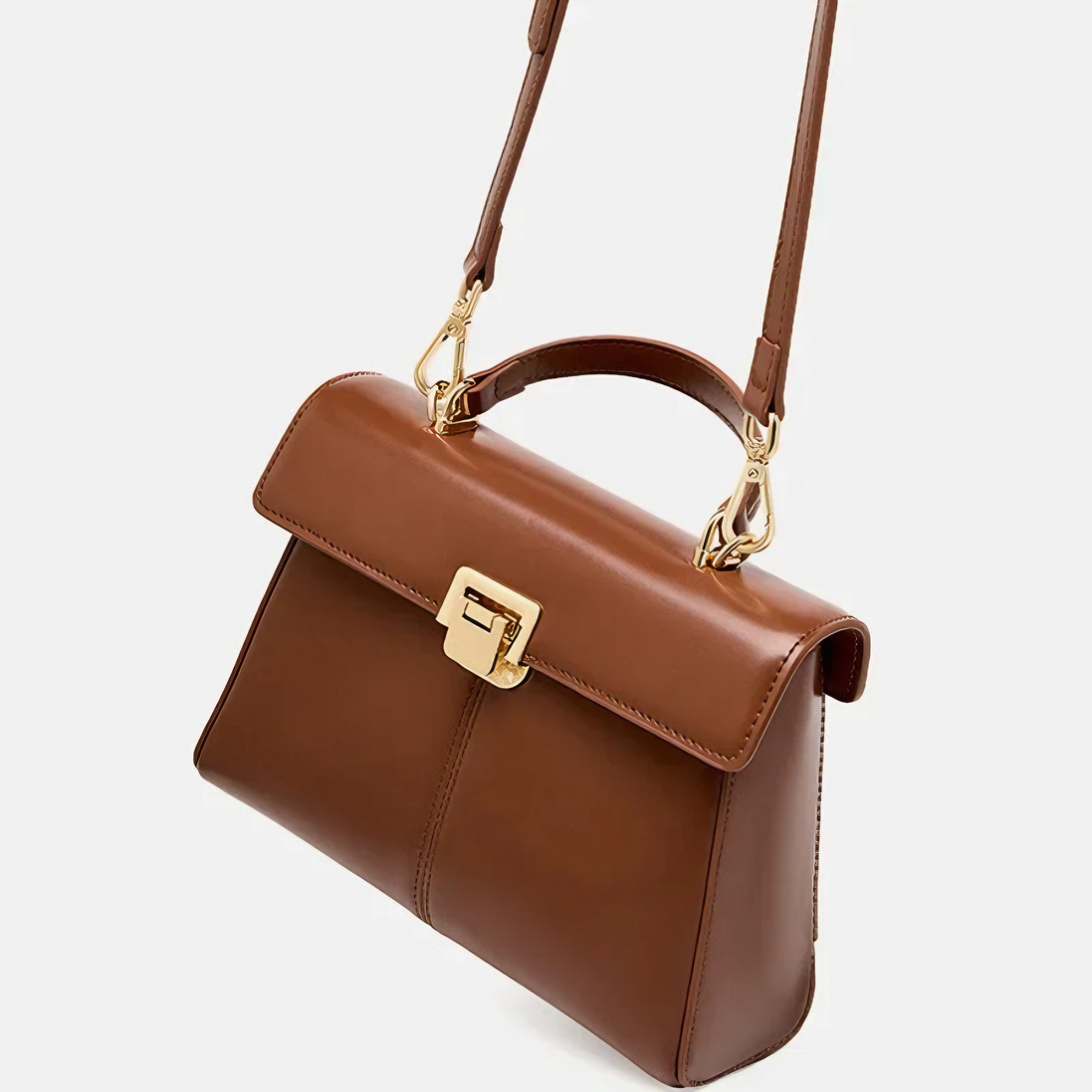 Bolsa feminina pequena em couro genuíno marrom - Sereinna