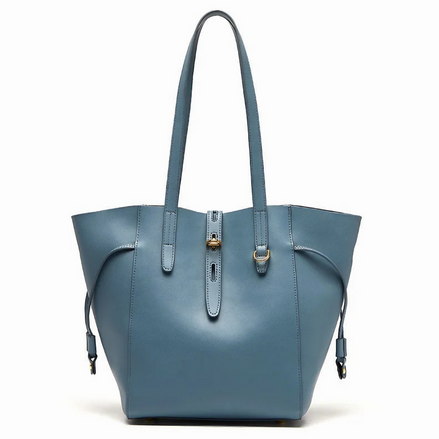 Bolsa Grande em Couro Genuino Azul com Organizador Interno - Sereinna